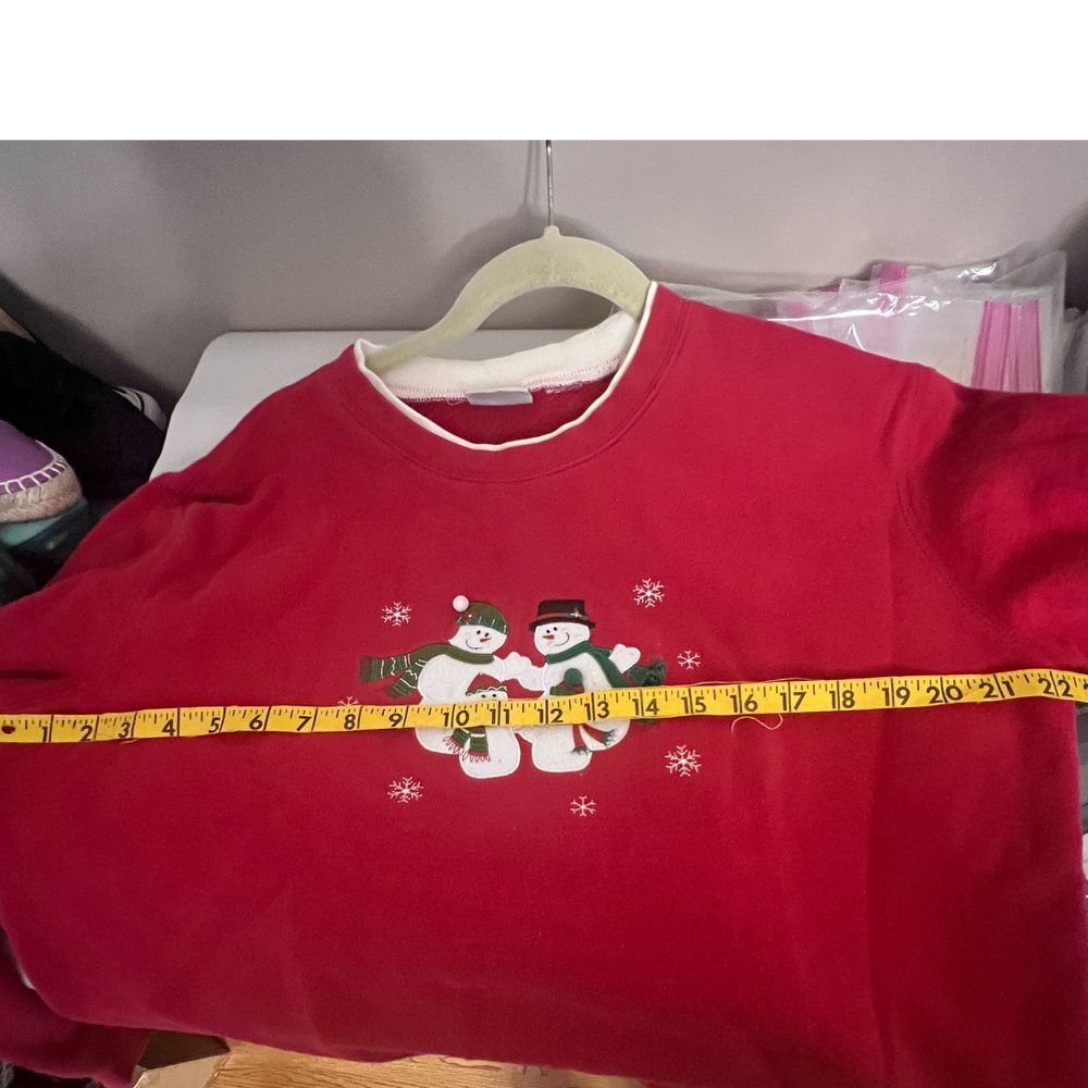 Vintage Womens Classic Elements Granny Christmas Snowman Sweatshirt Red L Large‎ - Picture 4 of 4
